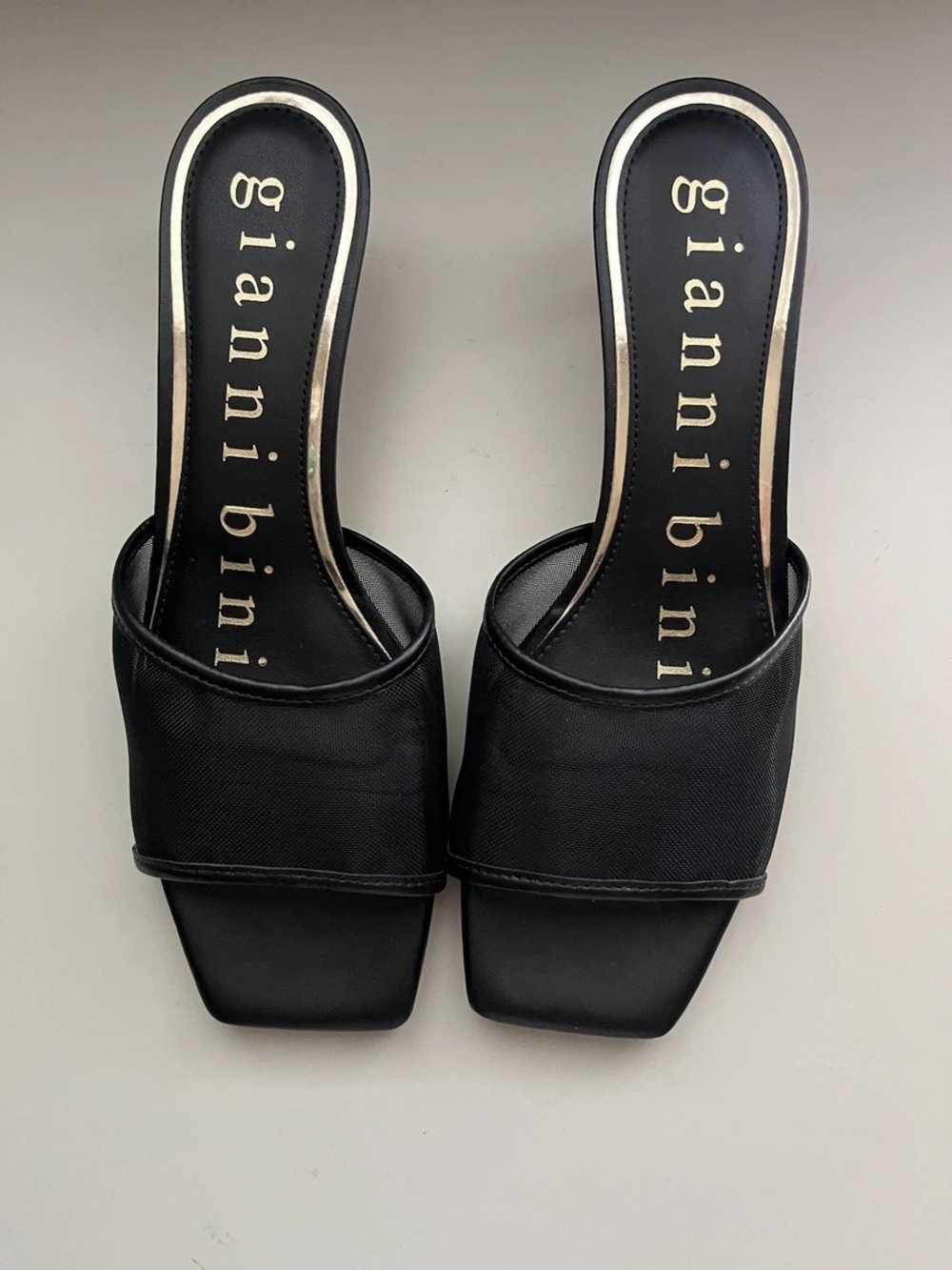 Gianni Bini Black Square-Toe Slide Mules